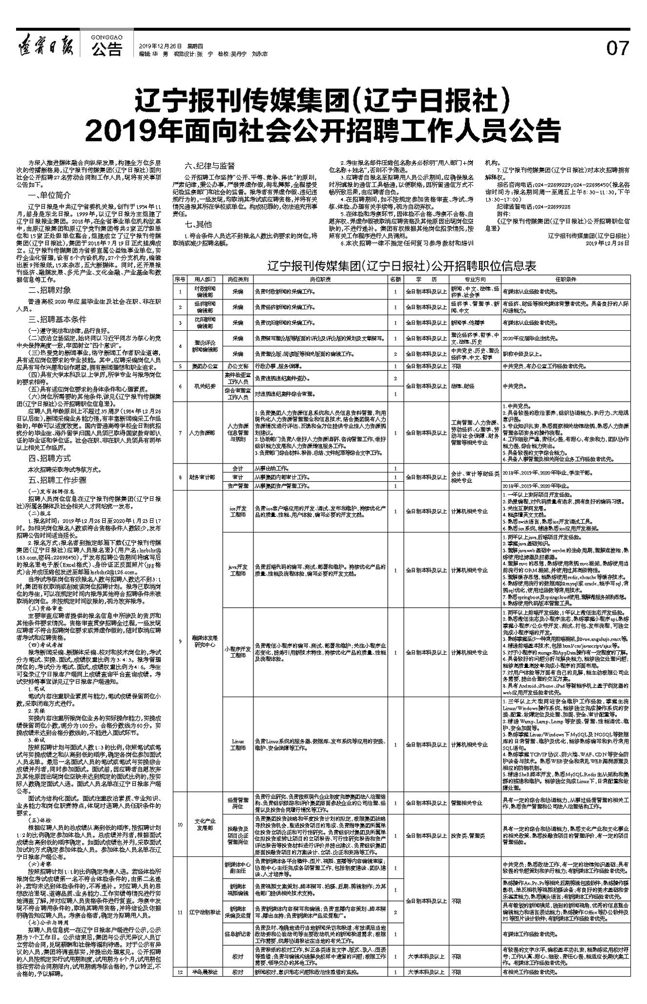 哈尔滨市南宁日报社最新招聘全解析